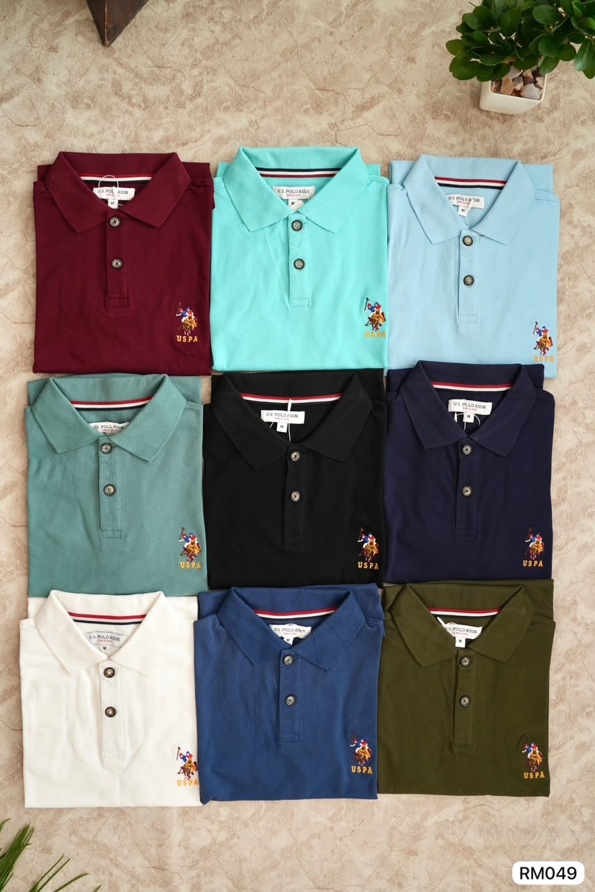 Us Polo Premium Quality Cotton Collar Neck Half Sleeve Men's T-Shirt - 60 Pc