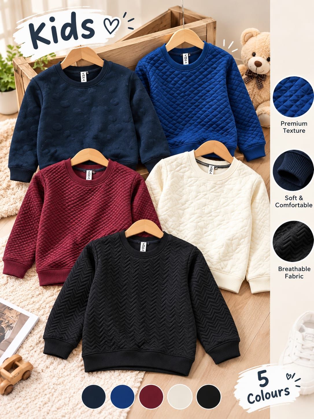 Zara Premium Quality Round Neck Full Sleeve Kids Sweatshirt - 48 Pc