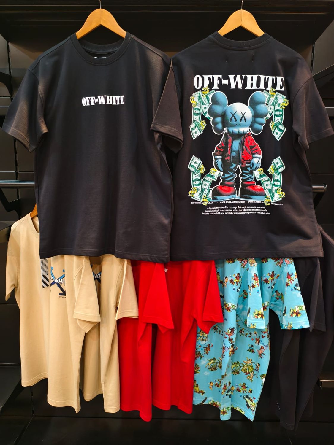 Off White Premium Quality Oversize Drop-Shoulder Round Neck Half Sleeve Men's T-Shirt - 68 Pc