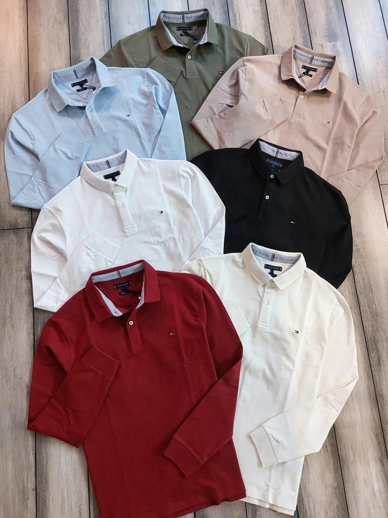 Tommy Premium Quality Collar Neck Full Sleeve Men's T-Shirt - 53 Pc