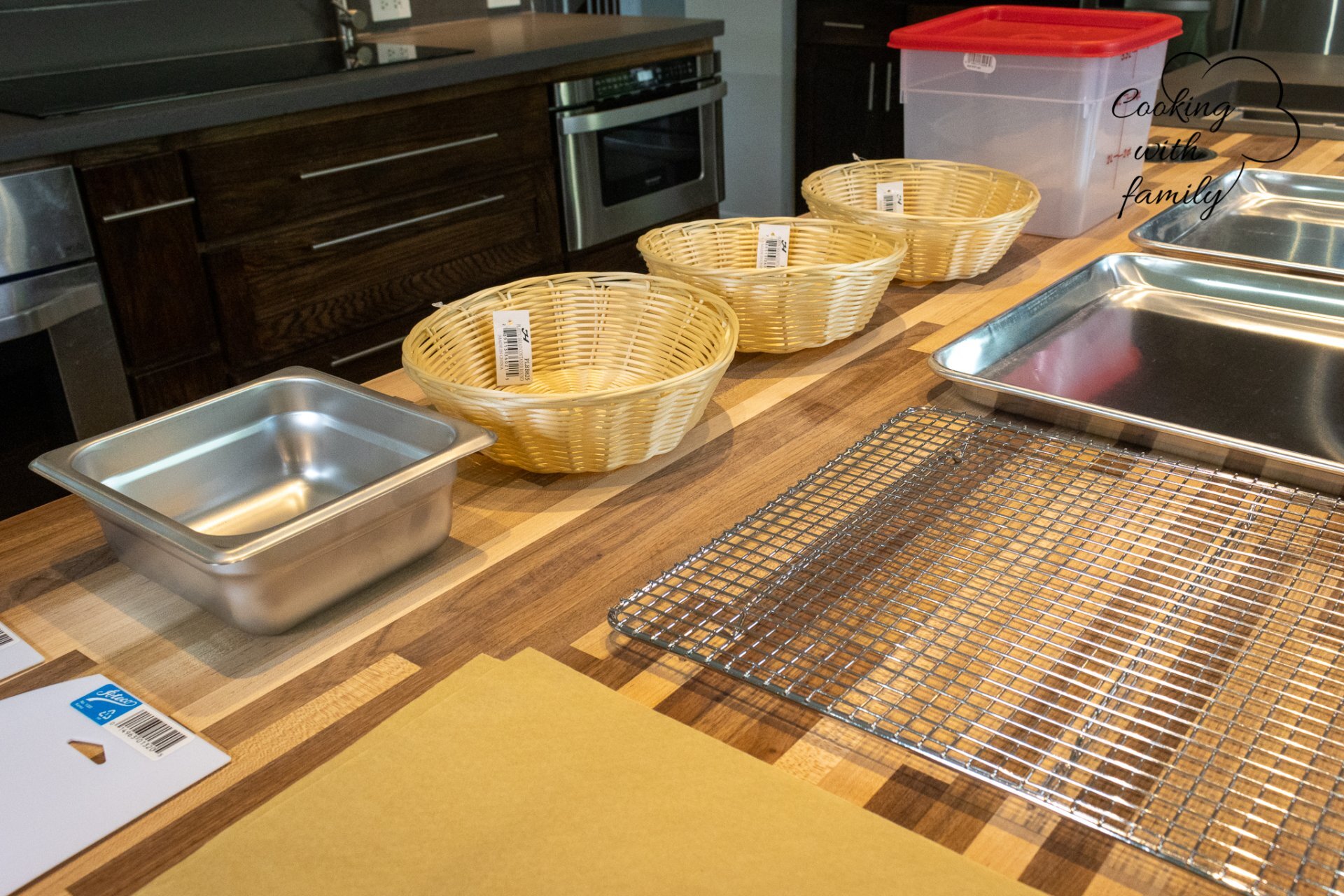 11 PCS  Bread Set: Rising Bucket with Lid, 3 Basic Proofing/Bread Baskets, 1 Small Heatproof Bowl, 2 Bowl Scrapers,  2 Baking Sheets, 1 Cooling Rack, and 100 PCS Parchment Paper