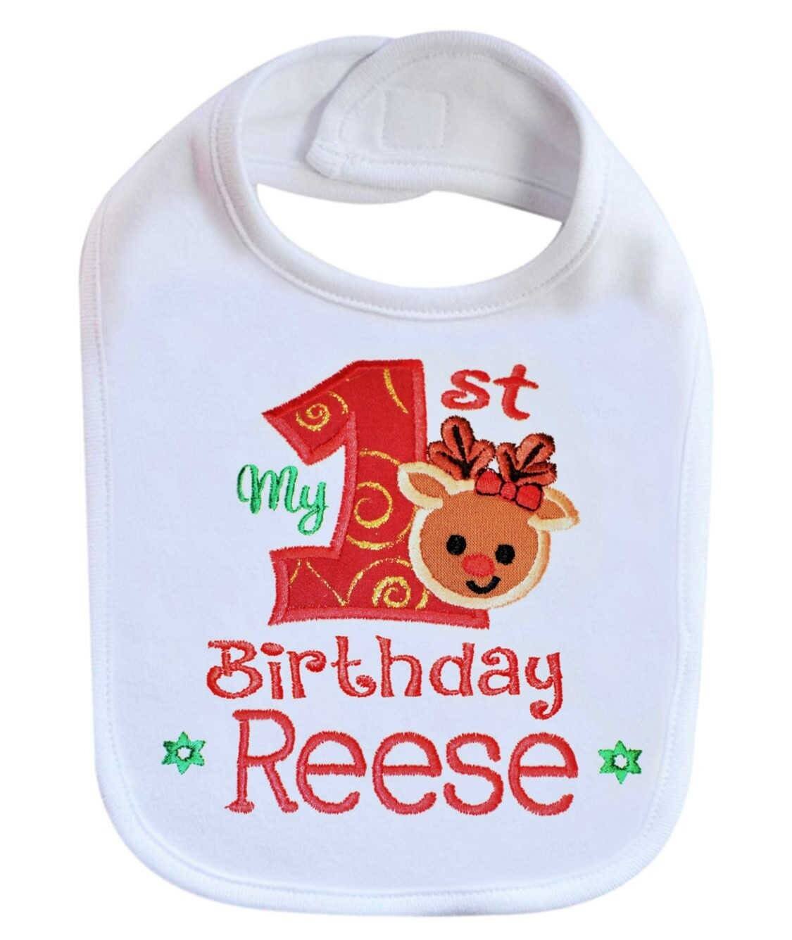 Christmas Birthday Bib Personalized with Name (Unisex)