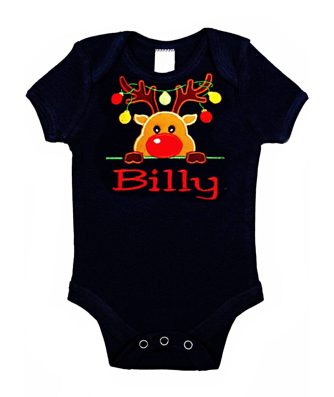 Baby Boy Christmas Reindeer Outfit Personalized with Name