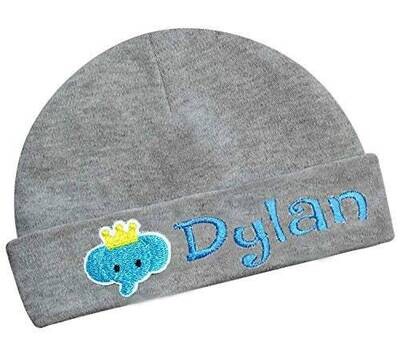 Baby Boy Hat Infant Hat Personalized with Name and Cute Elephant