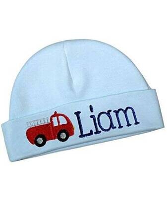 Embroidered Baby Boy Hat Personalized Firetruck Custom Infant Hat