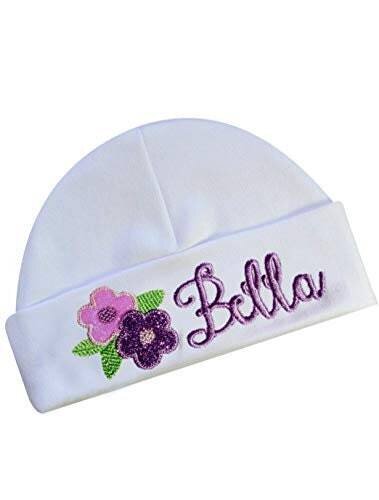 Baby Girl Hat Flowers Beanie Personalized with Name