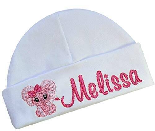 Baby Girl Hat Personalized with a Cute Elephant and Baby Name