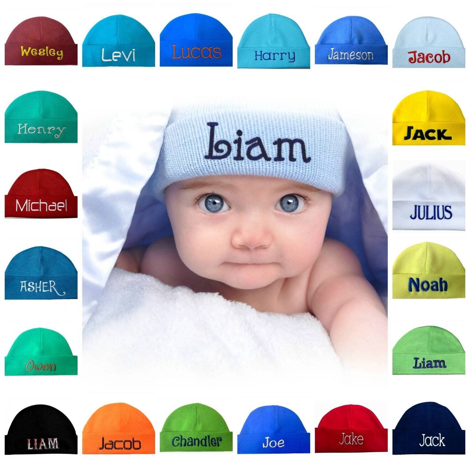 Newborn hat boy - personalized baby hat with name - newborn boy