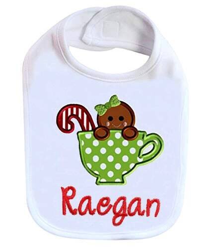 Christmas Baby Girl Bib Gingerbread Personalized with Name