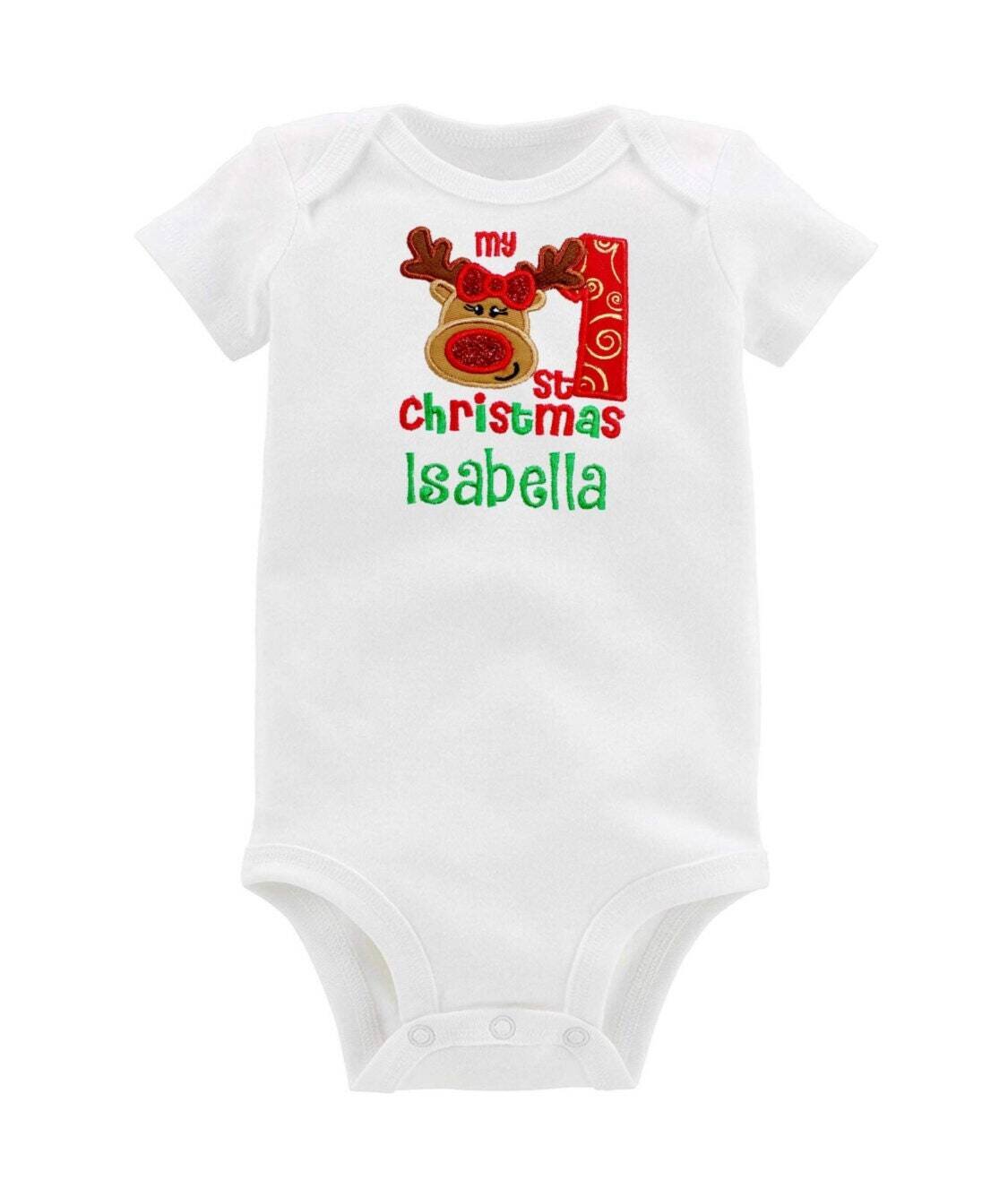 Christmas Outfit for Baby Girl Personalized with Name