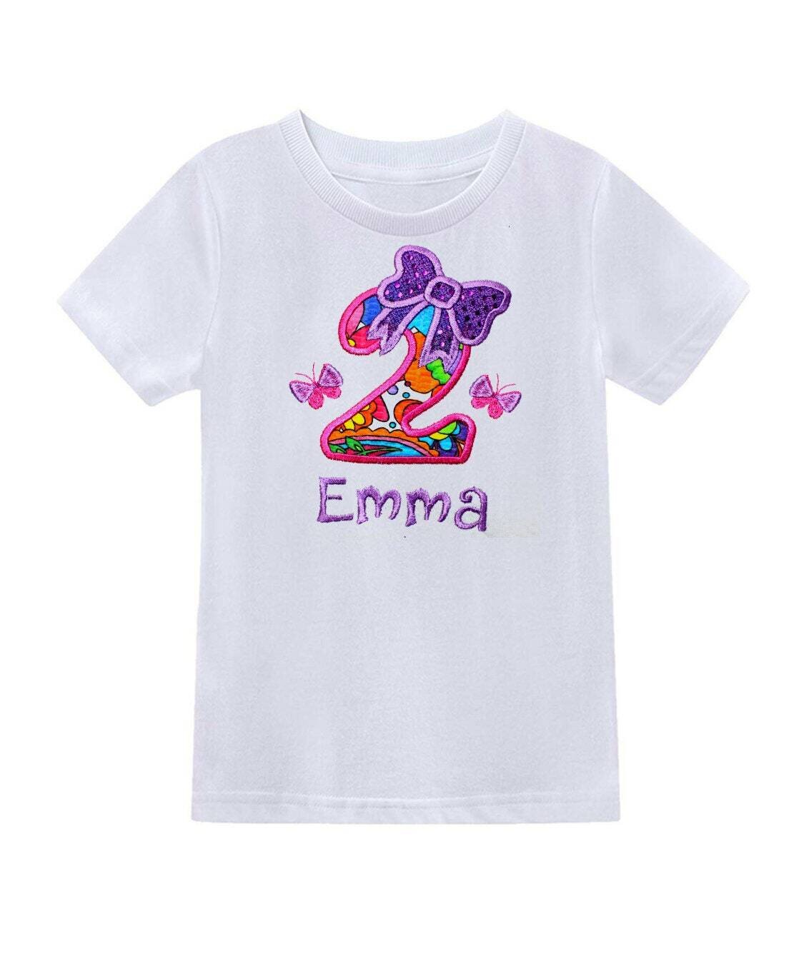 2nd Birthday Bow T-shirt Girl Personalized with Name