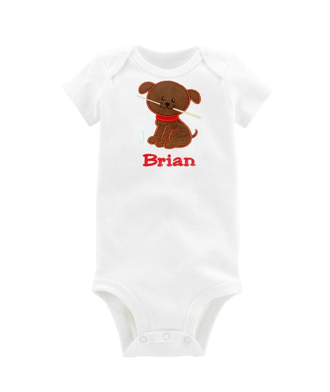 Embroidered Boy Bodysuit Puppy Personalized with Name