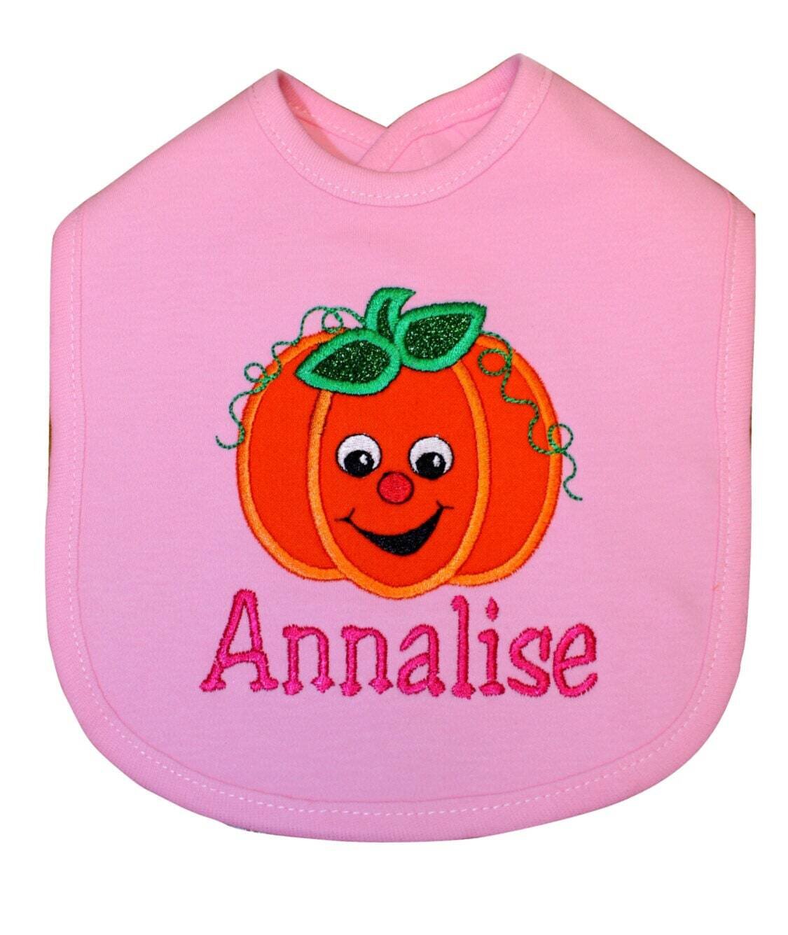 Girl 1st Pumpkin Bib Personalized with Name