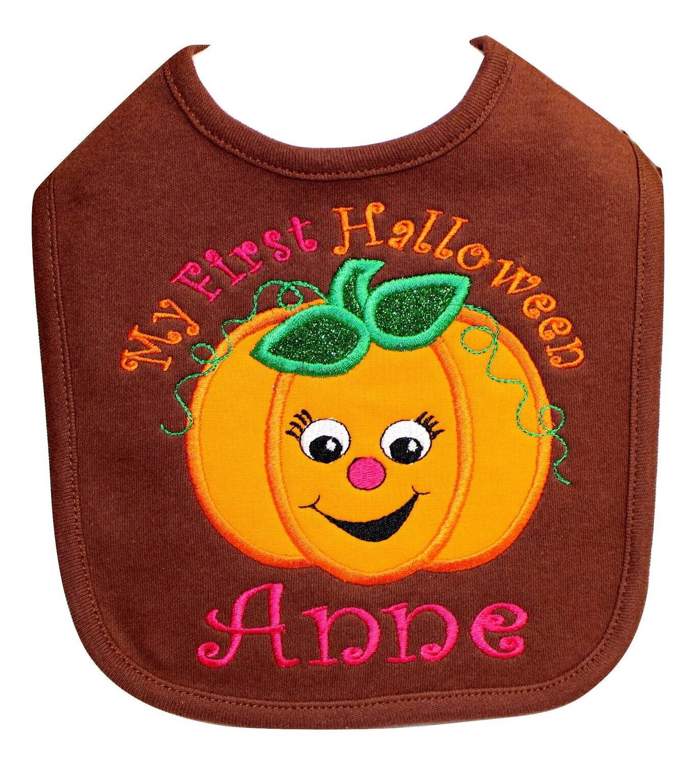 Girl Pumpkin Bib Personalized with Name
