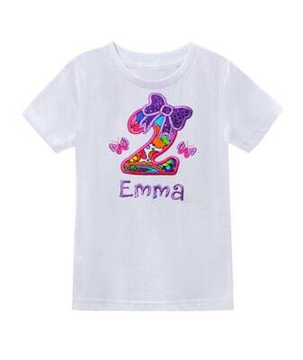 2nd Birthday Bow T-shirt Girl Personalized with Name