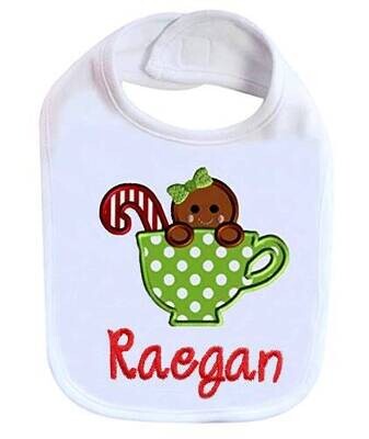 Christmas Baby Girl Bib Gingerbread Personalized with Name