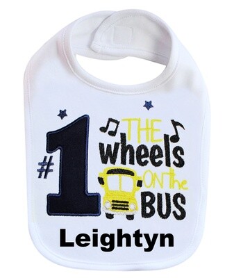 First Birthday Bib Bus Personalized with Name