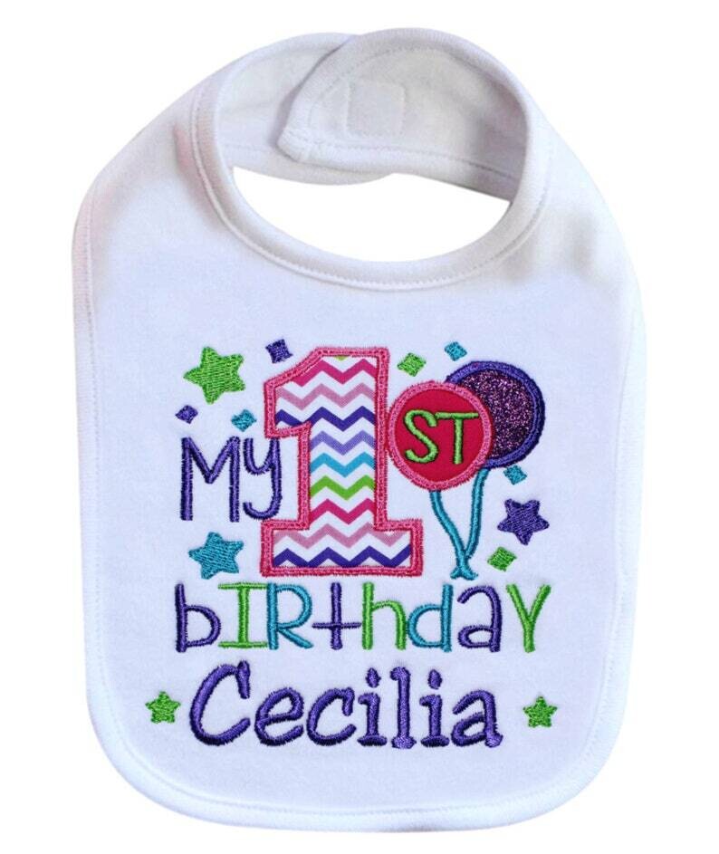1st Birthday Girl Bib Personalized with Name