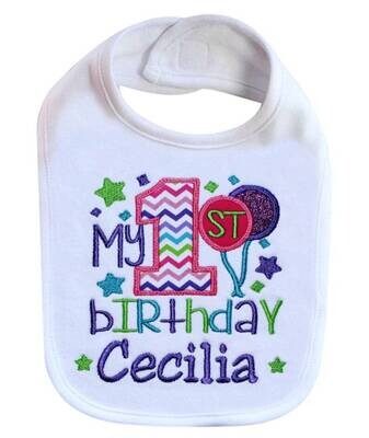 1st Birthday Girl Bib Personalized with Name