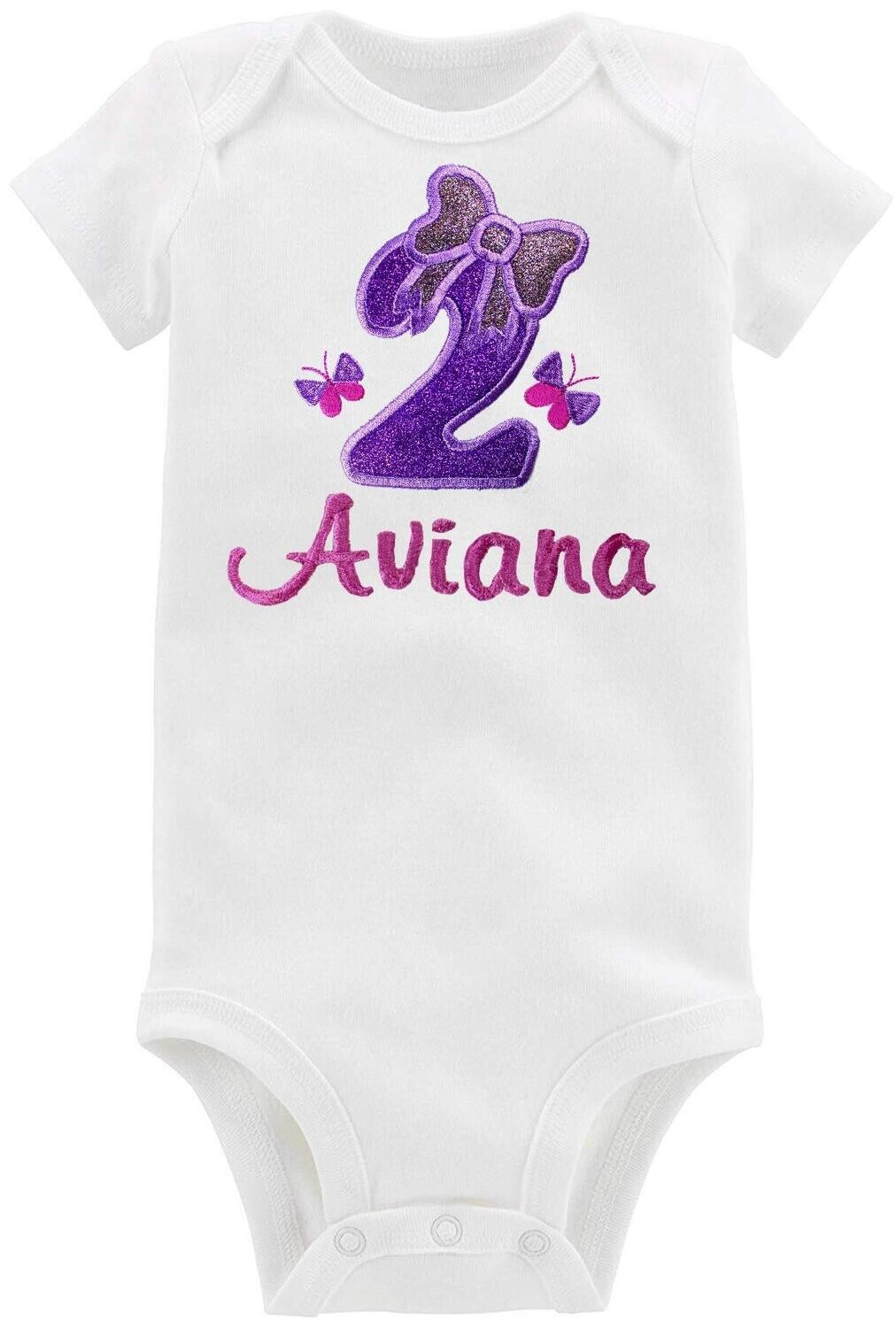 2nd Birthday Girl Outfit Bow Personalized with Name