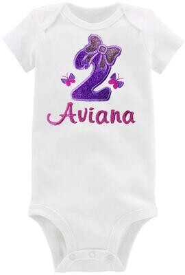 2nd Birthday Girl Outfit Bow Personalized with Name