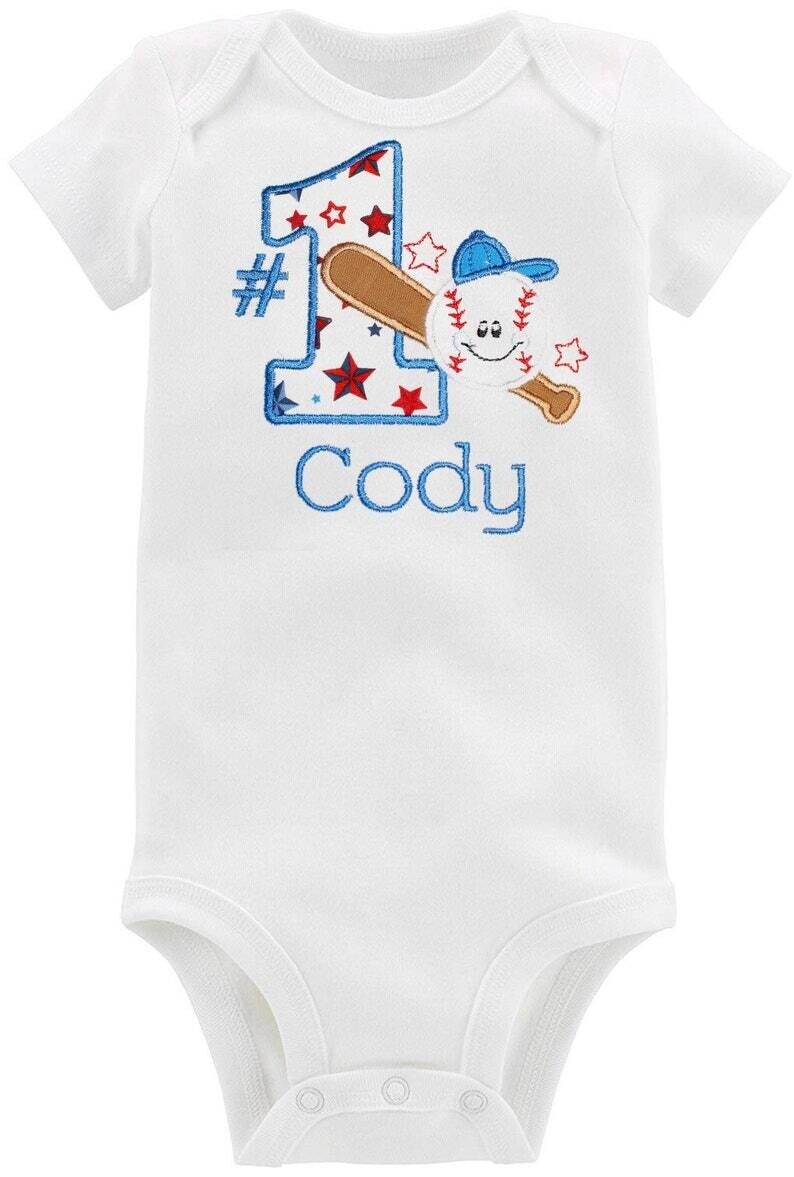 First Birthday Boy Outfit Baseball Personalized with Name