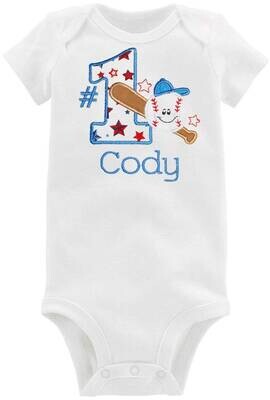 First Birthday Boy Outfit Baseball Personalized with Name