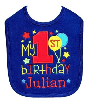 FIRST BIRTHDAY Bib Personalized with Name