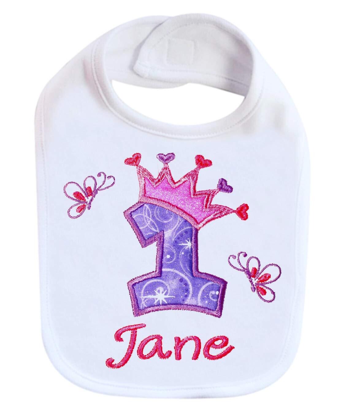 1st Birthday Bib for Baby Girl Personalized with Name