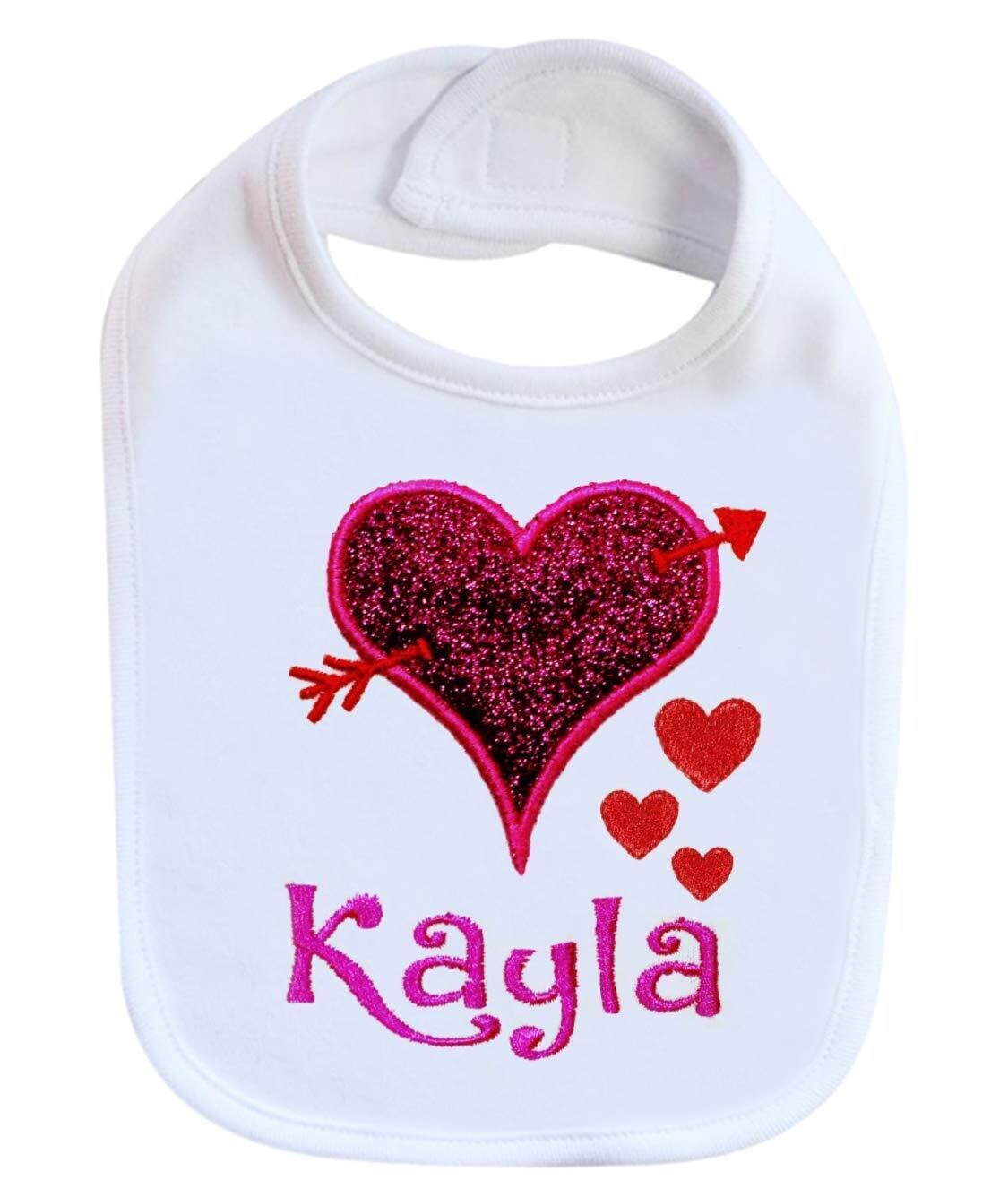 Valentine&#39;s Day Girl Bib Personalized with Name