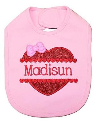 Valentine&#39;s Day Girl Bib Personalized with Name
