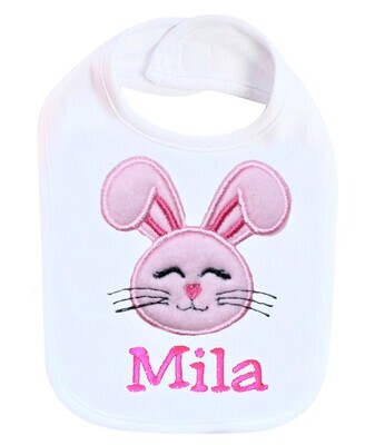 Easter Bunny Baby Girl Bib Personalized with Name