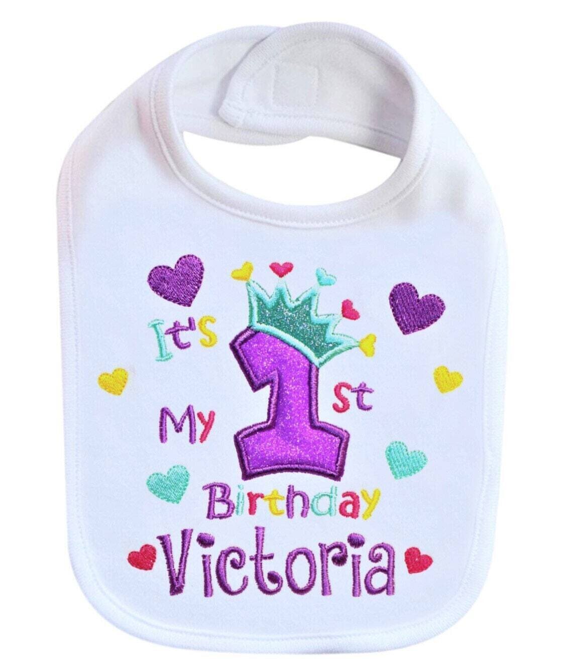 1st Birthday Girl Bib Personalized with Name
