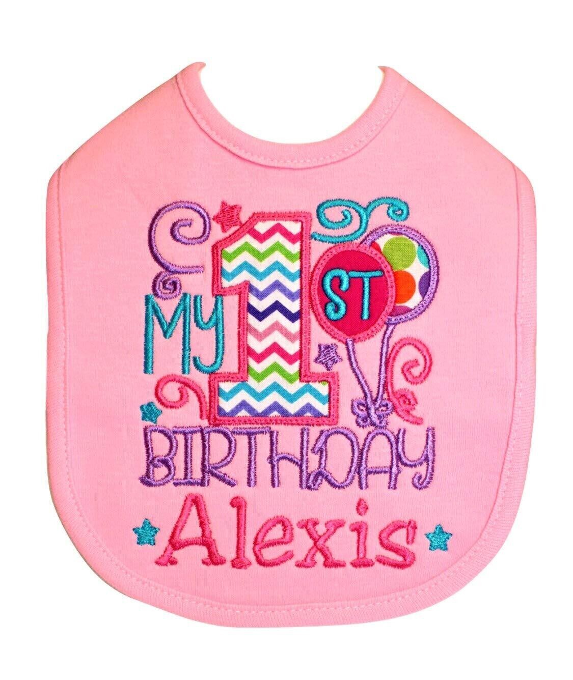1st Birthday Bib for Baby Girl Personalized with Name
