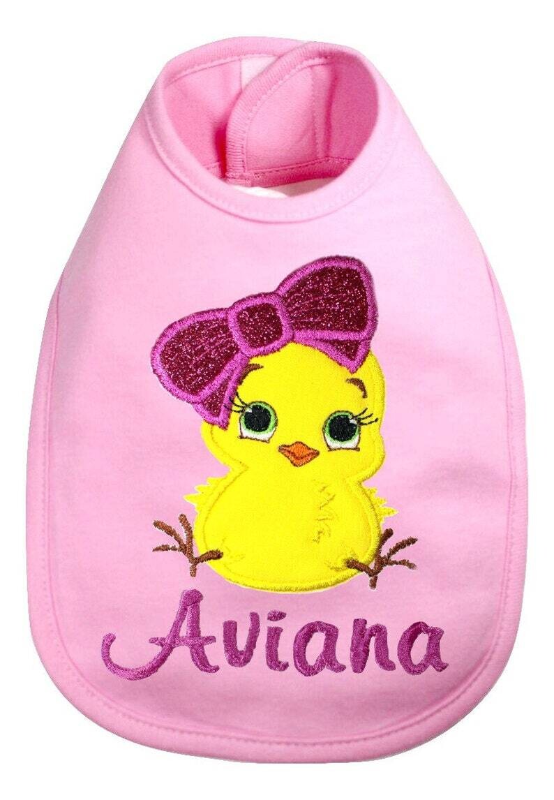 Easter Bunny Bib for Baby GIRL PERSONALIZED with Name