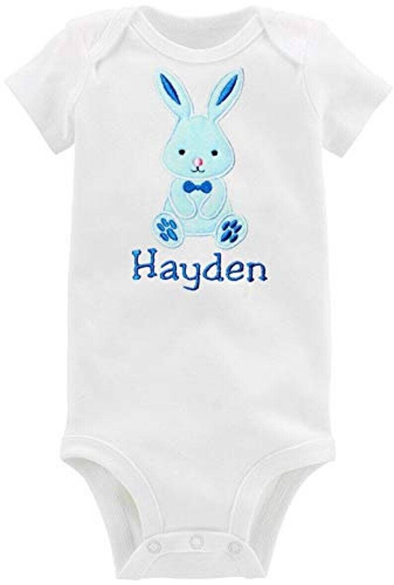 Easter Bunny Boy Bodysuit Personalized with Name