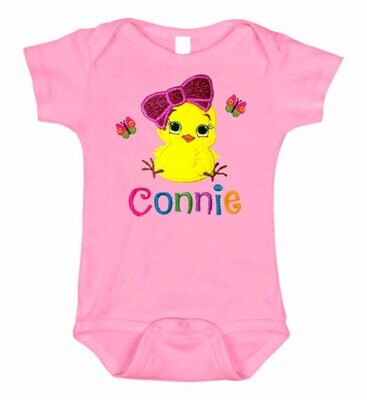 Easter Chicken Girl Bodysuit Personalized with Name