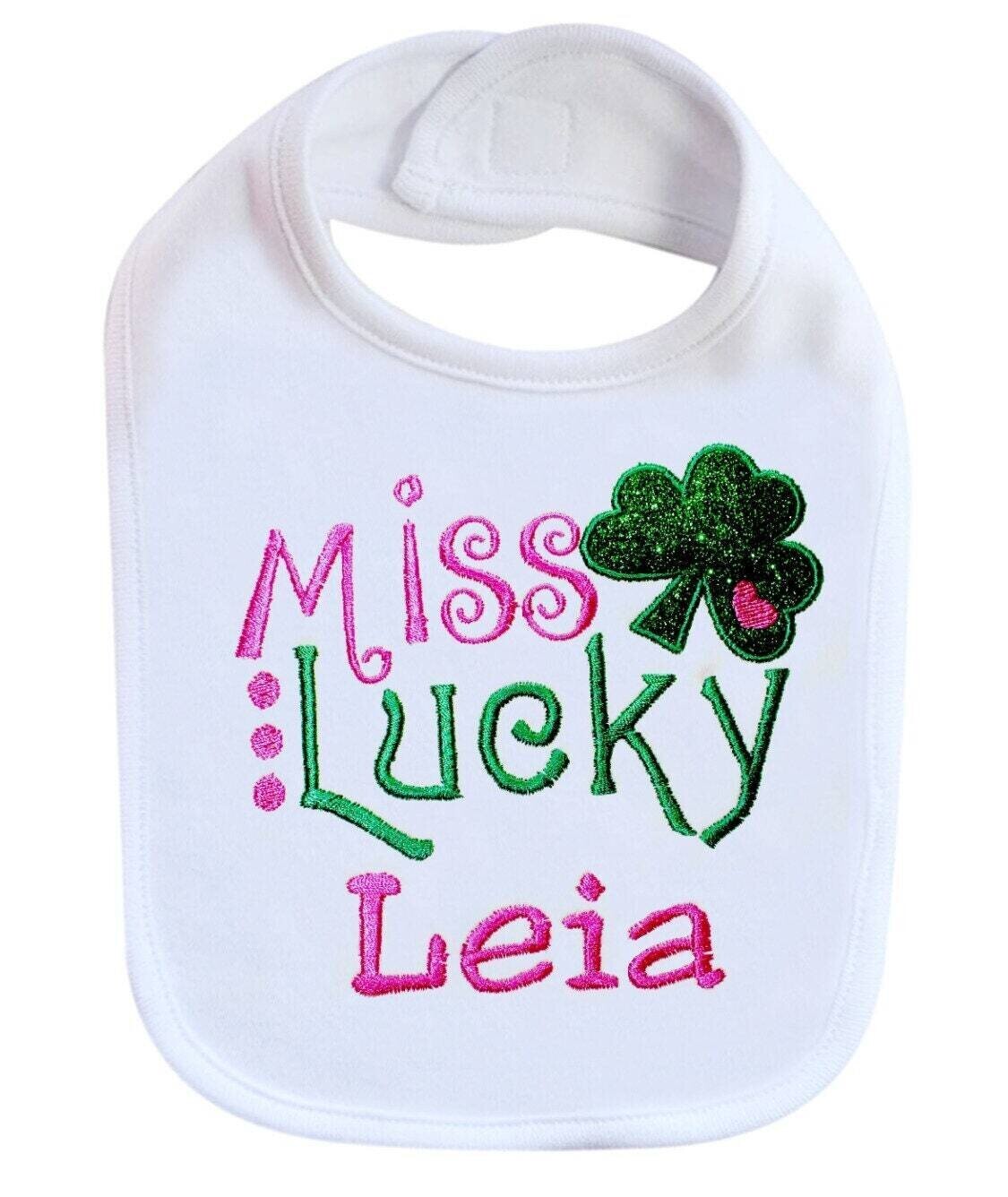 St. Patrick&#39;s Day Irish Girl Bib Personalized with Baby Name