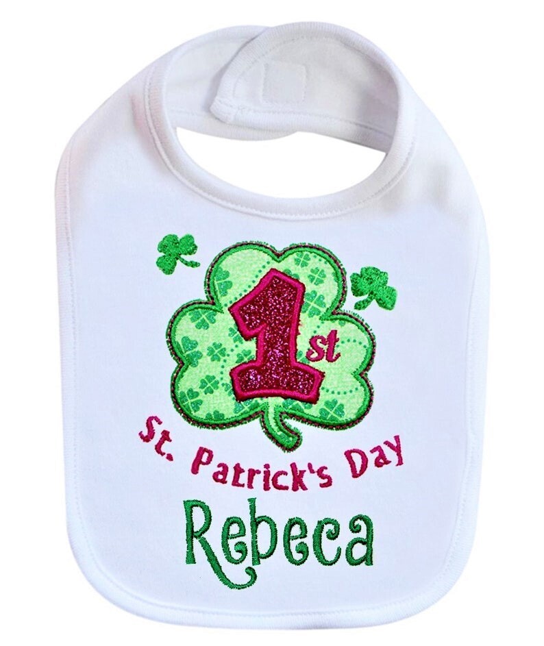 St. Patrick&#39;s Girl Bib Personalized with Name