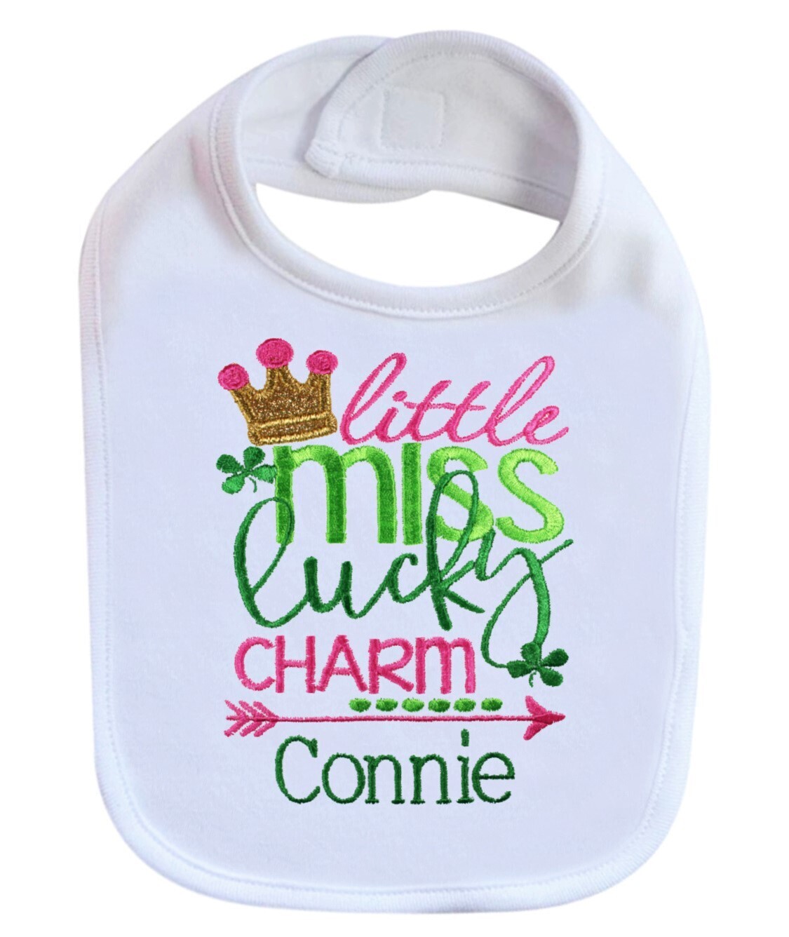 St. Patrick&#39;s Day Irish Girl Bib Personalized with Baby Name