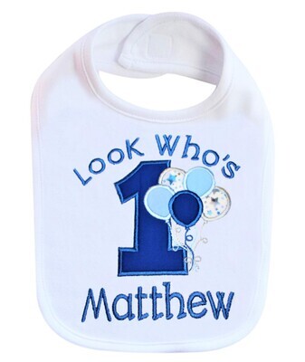 Birthday Boy Bib Balloons Personalized with Name