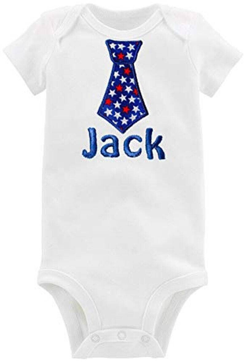 4th of July Boy Tie Bodysuit Personalized with Name