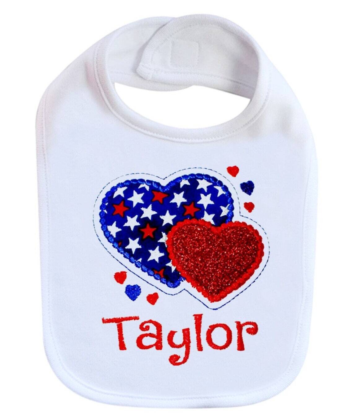 4th of July Girl Bib Personalized with Name
