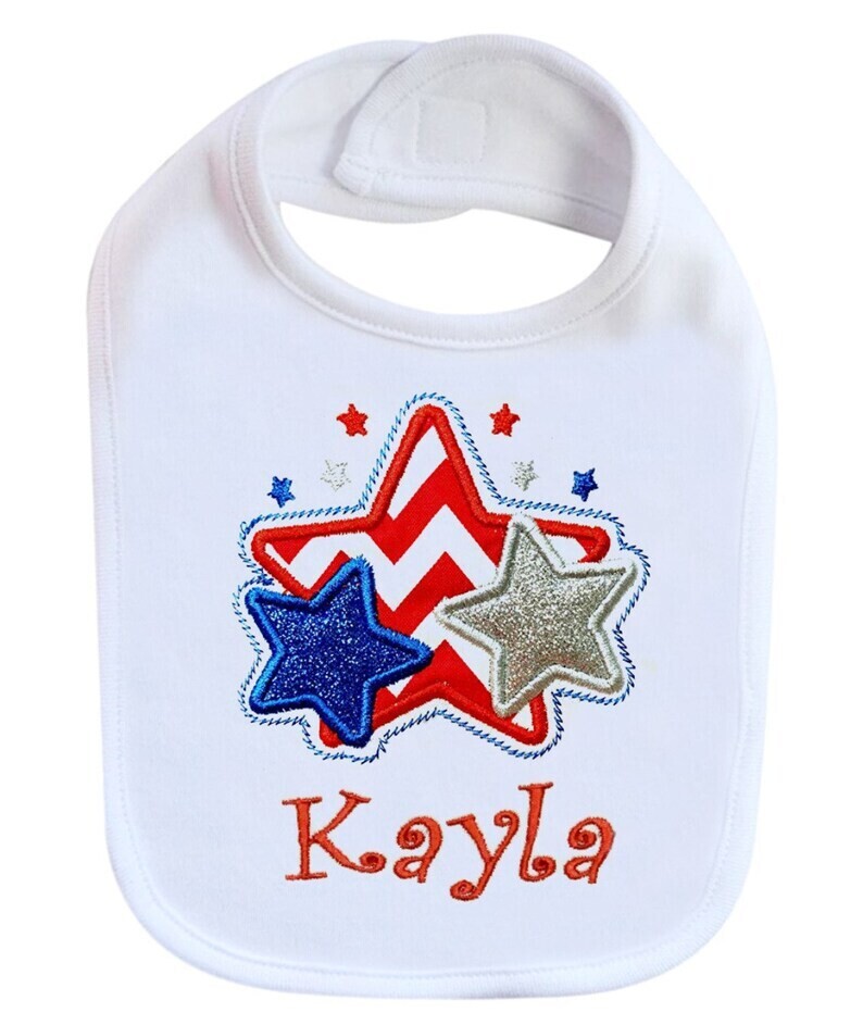 Patriotic 4th of July Bib Personalized with Name