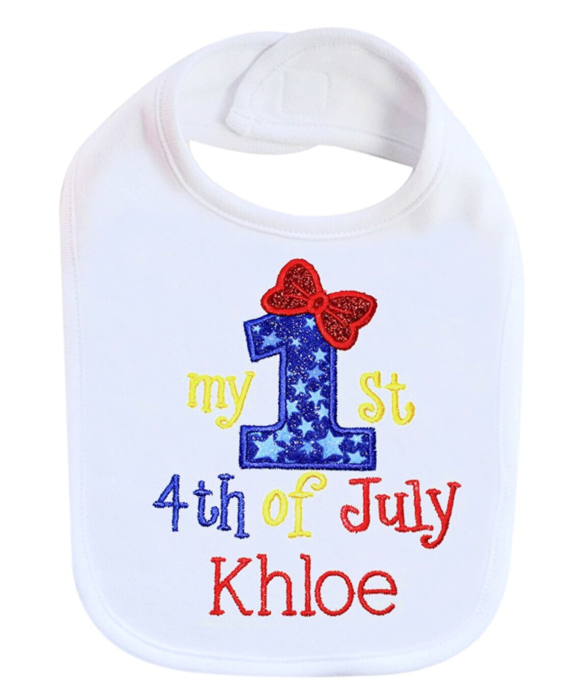 4th of July Girl Bib Personalized with Name