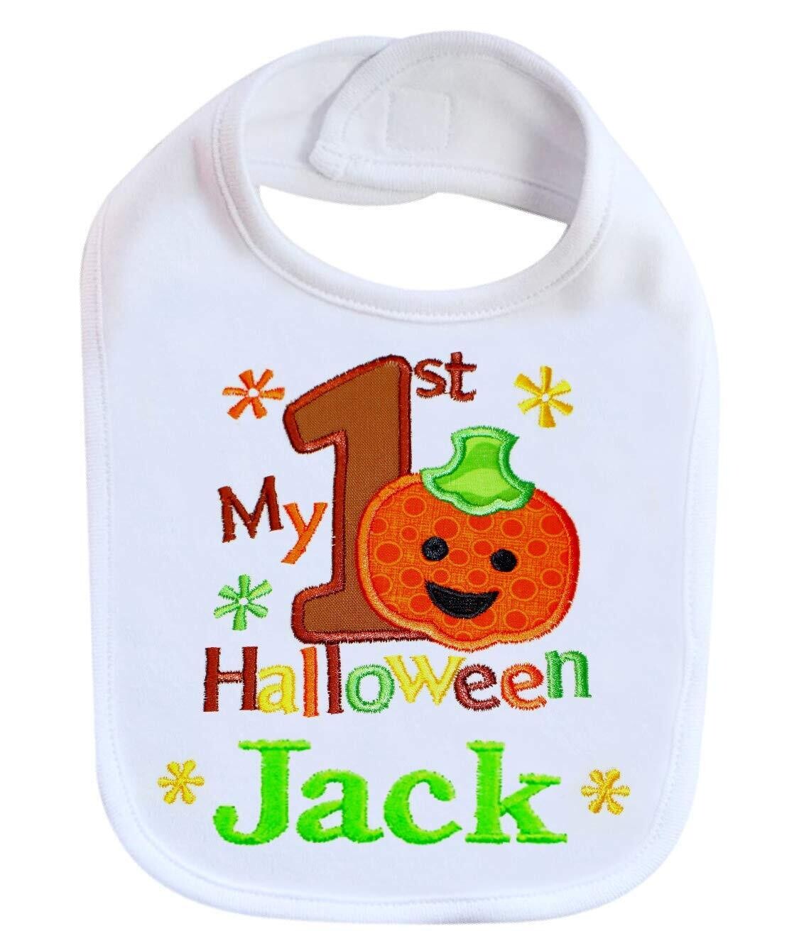 Boy First Halloween Bib Personalized Name