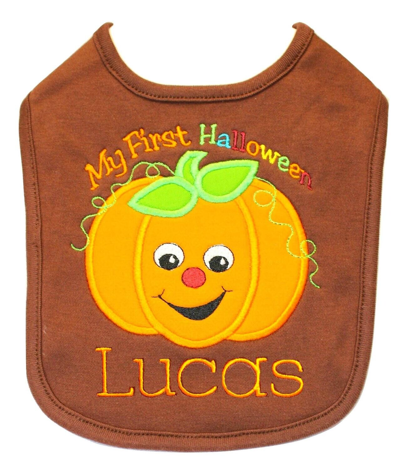 Boy Pumpkin Bib Personalized with Name