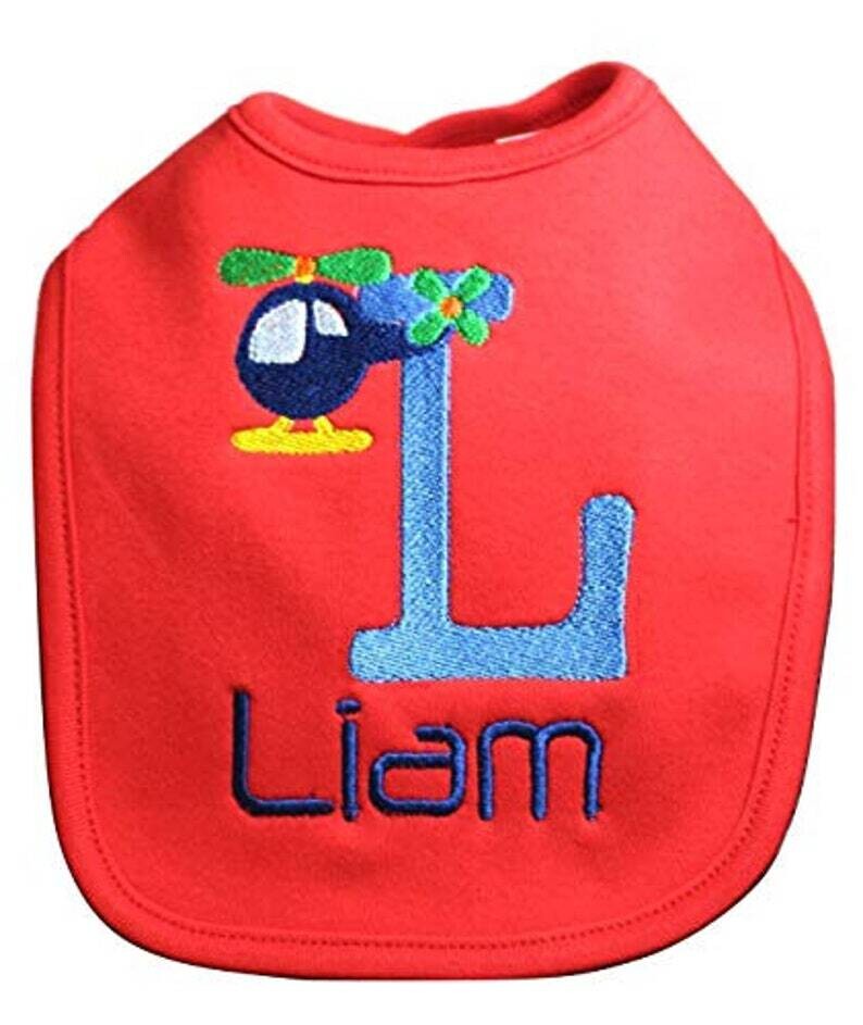 Baby Boy Bib Personalized with Name &amp; Initial
