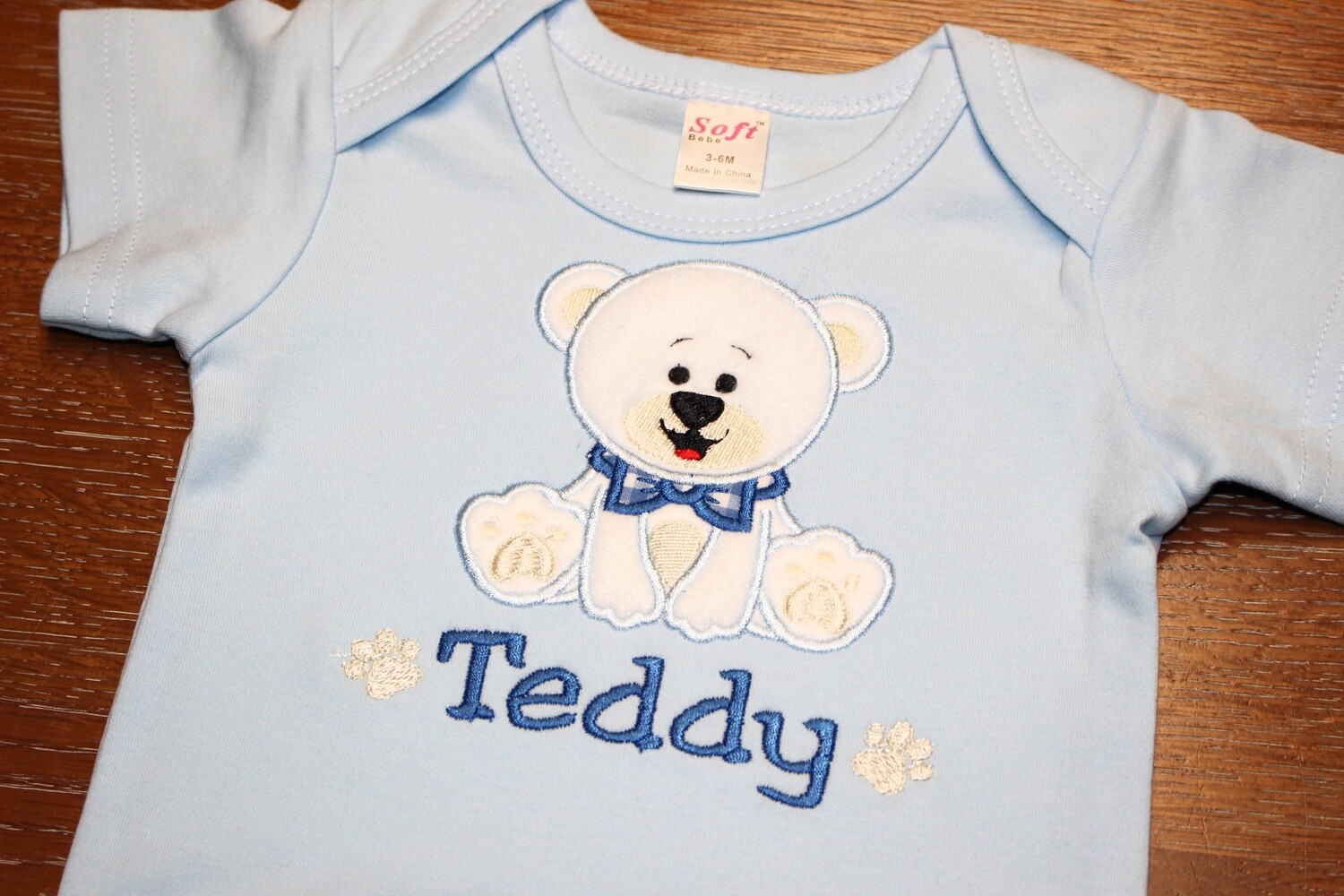 Baby Boy Teddy Bear Bodysuit Personalized with Name