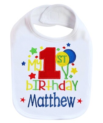 1st Birthday Bib Ballones Personalized with Name